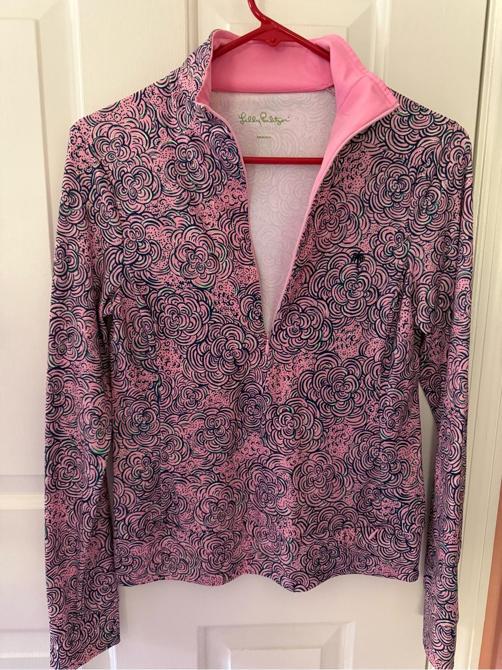 Lilly Pulitzer Pink & Navy Floral Quarter-Zip Pullover